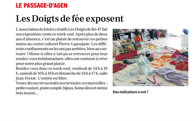 Revues de presse concernant l'association Les Doigts de Fée - Site de