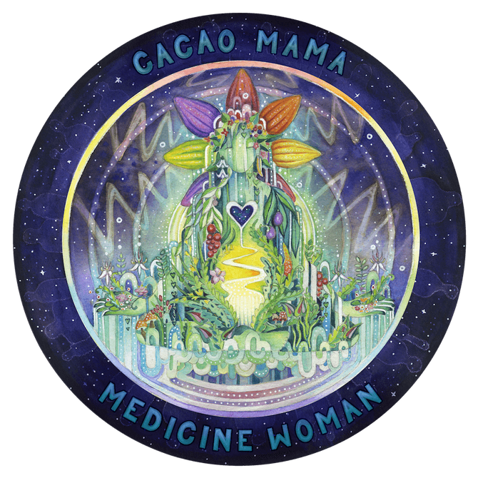 cacao mama medicine woman jungle fairy cosmic heart cacao crown illustration