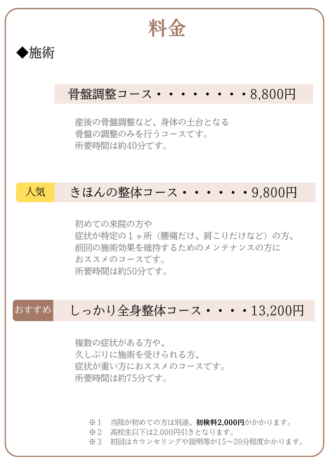 料金表