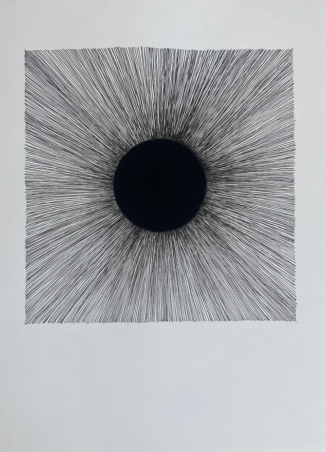 This picture is showing art worf of Karen Köhler "HE | HIM" 2025, 36 x 48 cm, ink on aquarell paper