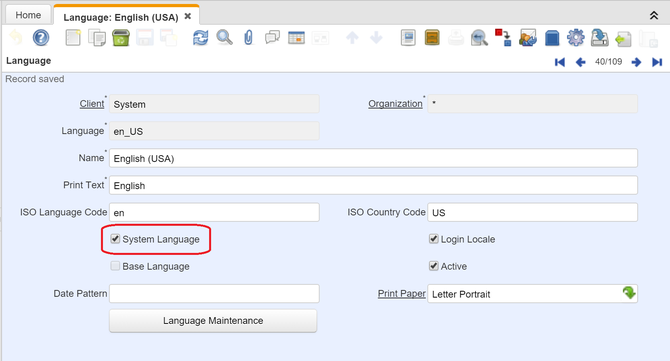 アメリカ英語のSystem LanguageフラグをONにします。