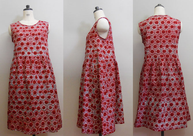 着物リメイク 絞り ワンピース 赤 チュニック縫ってましたー
