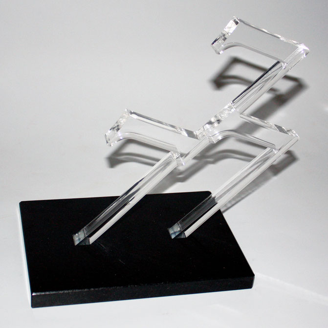 paolo grassi little cube plexiglass sculpture front view with red engraved numbers – conceptual numeric art