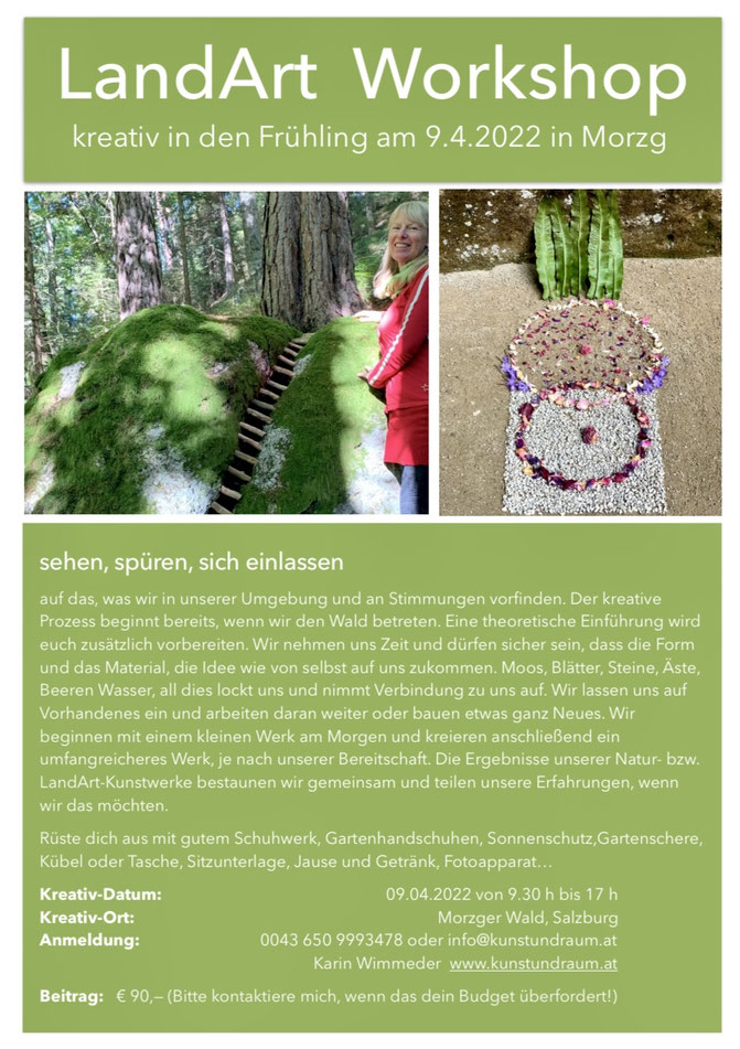  Veranstaltung, LandArt, offenes Atelier, Bilder, Kalender, Naturkunst, LandArtworkshops 