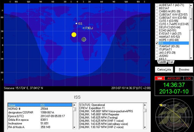 ISS 10-07-13 14,36 utc sui 145,800 Mhz FM.