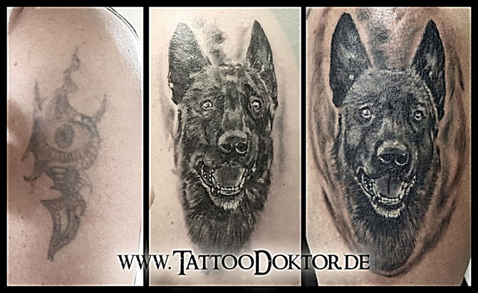 TattooRitual, Cover Up, Tattoo Hund Portrait, Tattoo Rostock, bestes Tattoostudio Rosotck, 