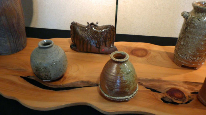 旅立つ花器に赤く小さな♥の目印。　幸せな花器です。　竹嵐　荻野和久　制作