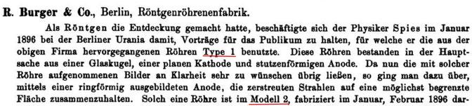 Auszug aus der VI. Röntgentagung in Berlin von 1908, Fa. R. Burger & Co.