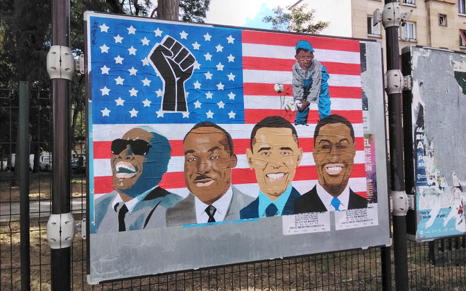 Production finale du Black Lives-Matter Project avec les portraits des quatre hommes présentés plus haut.  Portraits réalisés par le pochoiriste @jalb38 ( instagram)