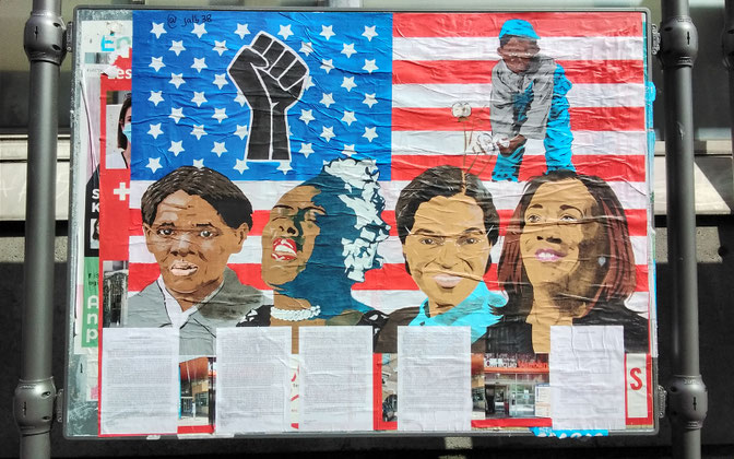 Production finale du Black Lives-Matter Project avec les portraits des quatre femmes présentées plus haut. Portraits représentés par le pochoiriste : @jalb38 (sur instagram)