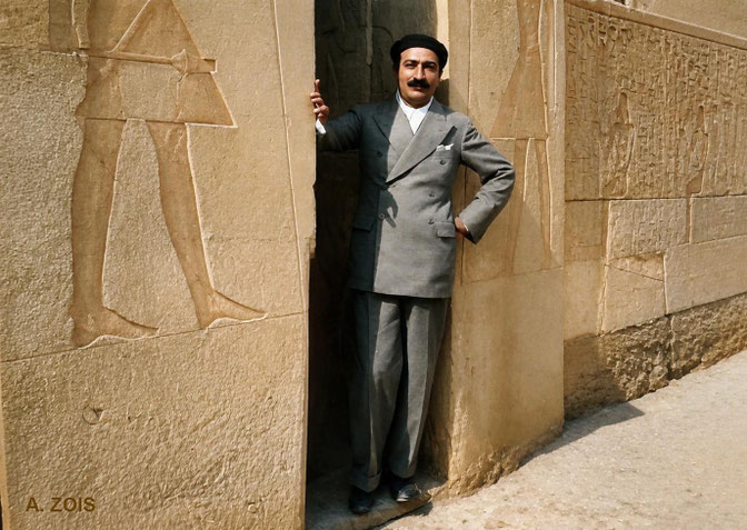  The photo was taken at Sakkara, Egypt in Dec 1932. Image trimmed & rendered by Anthony Zois.