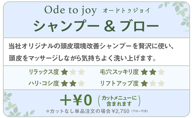 千種区本山の美容室ヘアサロン/ヘアディテール本山フォレストのメンズシャンプーメニューです。