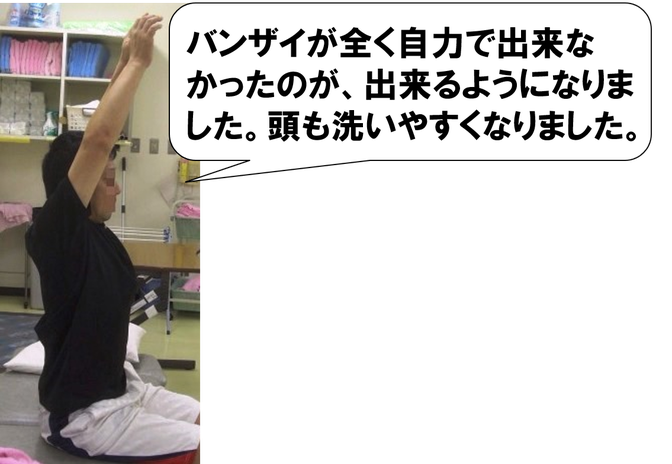 上肢挙上　マッスル活性化法　マヒ回復リハビリ教室　きゃっちぼーる