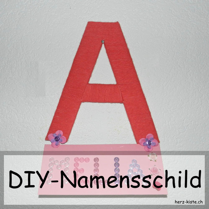 DIY Namensschild aus Garn für an die Zimmertür
