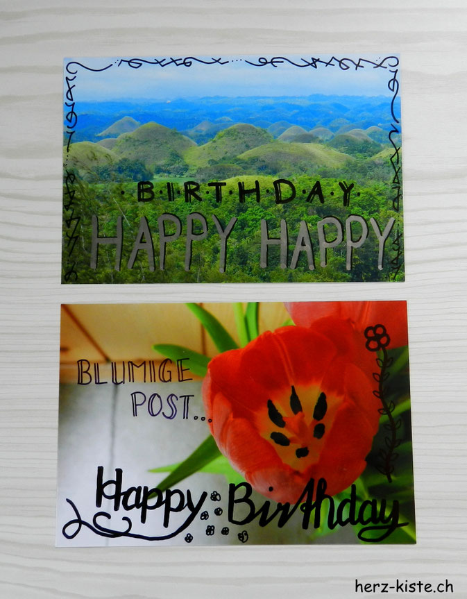 Happy Birthday Geburtstagskarten aus Fotos - gelettert