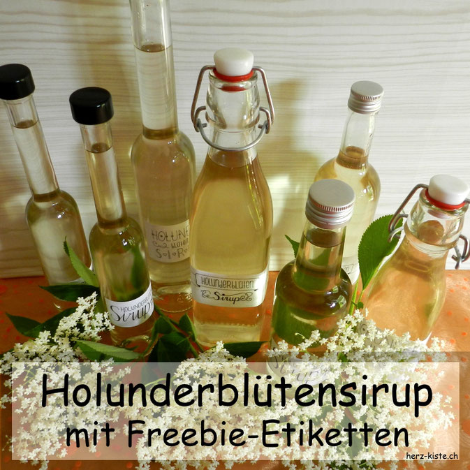 Holunderblütensirup selber machen mit Freebie Etiketten gelettert