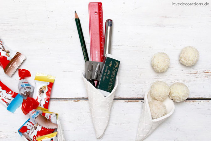 DIY Eiswaffeln aus Fimo als Geschenkverpackung