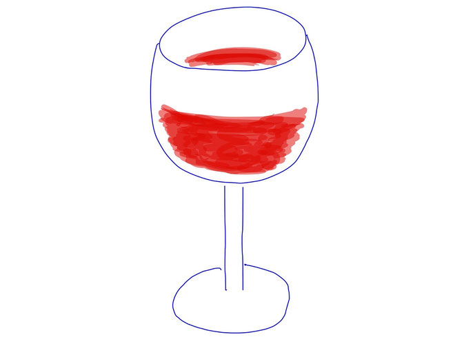 アイコン 「ワイン」 (作: 塚原 美樹) ～ 注がれた赤ワインを描く