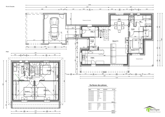 Plan maison Etage 145 m²