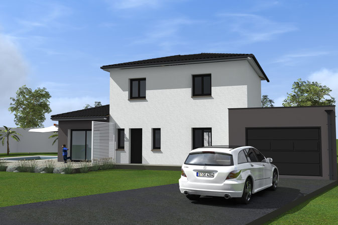 Maison etage garage toiture terrasse