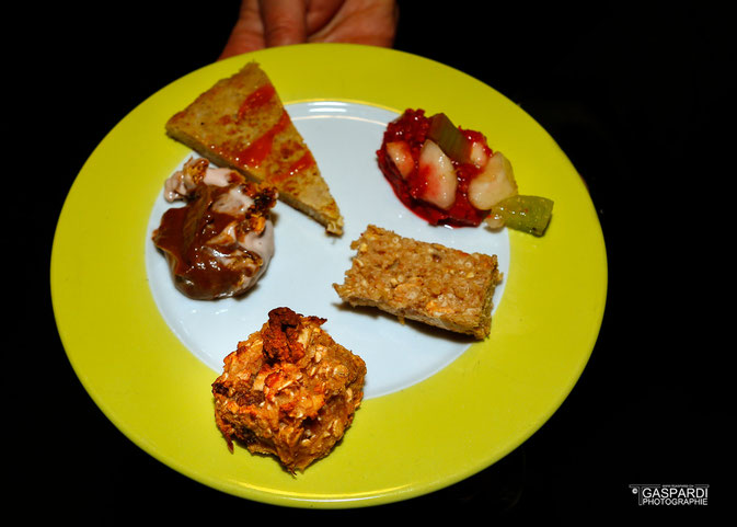 Un échantillon de nos différents petit-déj': pancake, cookie, mousse au chocolat, etc.