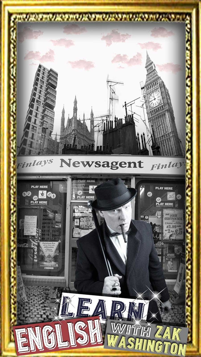 Zak Washington outside a typical British newsagent's shop