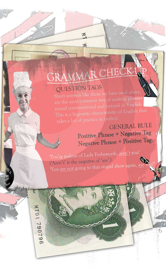 'Grammar Check-up' with vintage British nurse and ripped Union Jack 