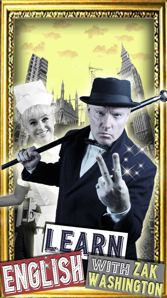 ZakWashington and retro British nurse in front of comic-style London skyline