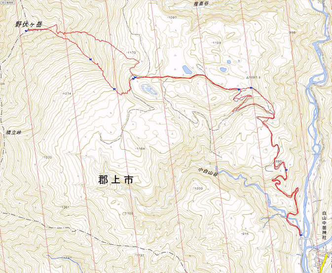 野伏ヶ岳ルート図