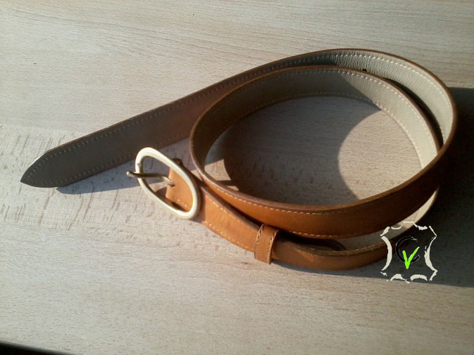 ceinture cuir vachette couleur tabac doublé vachette largeur 30 mm