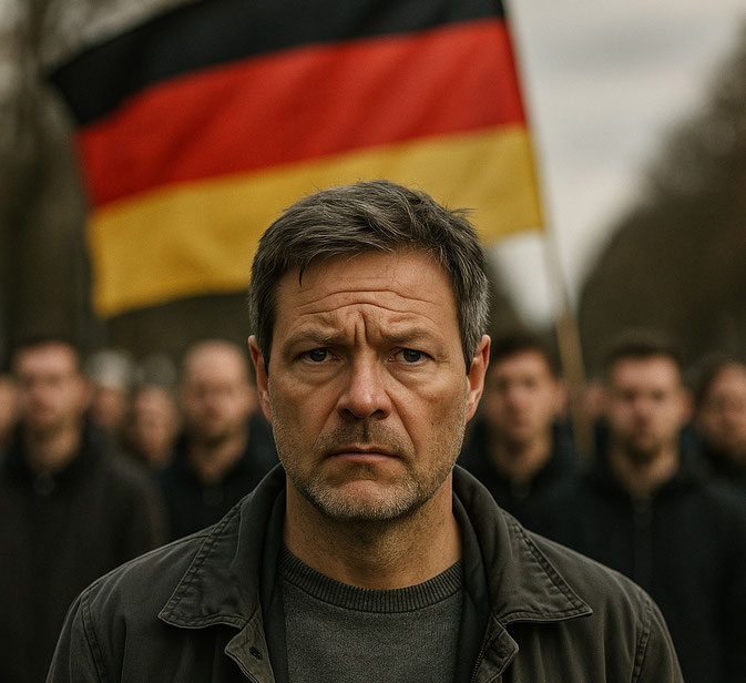 Bestimmtheit vor der deutschen Flagge