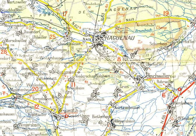 Carte Michelin Nord Alsace - secteur Haguenau, 1939