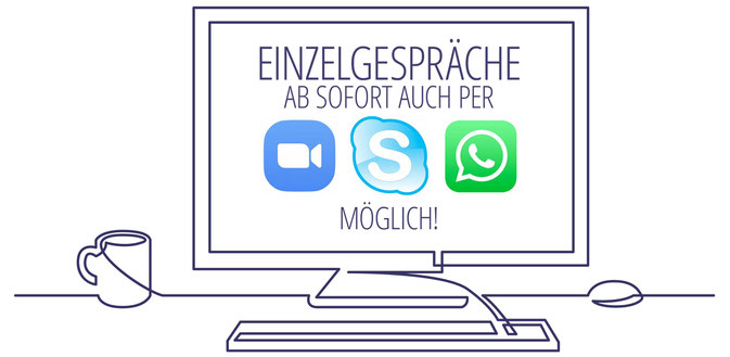 Einzelgespräche mit Christa Saitz auch per Zoom, Skype und WhatsAPP möglich!