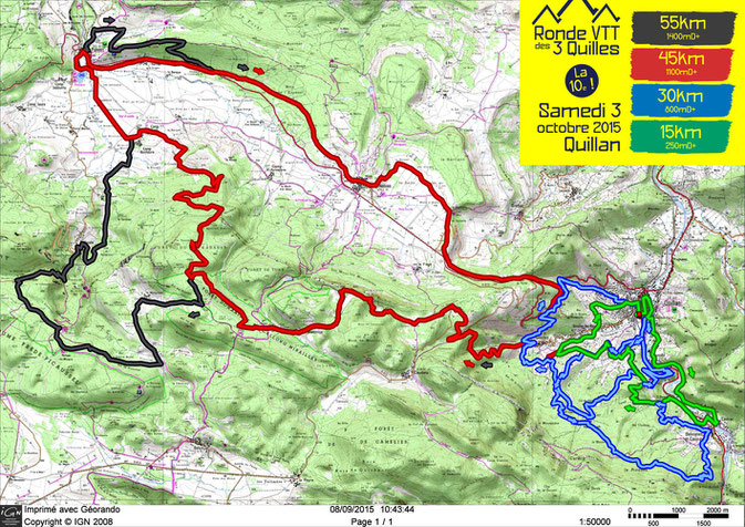 Ronde VTT des 3 Quilles 2015 - Plan des parcours