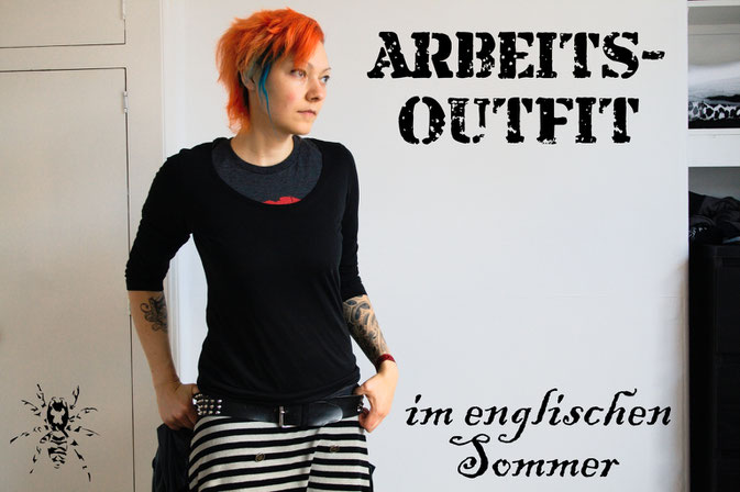 Arbeitsoutfit im englischen Sommer - schlicht und bequem - Zebraspider DIY Anti-Fashion Blog