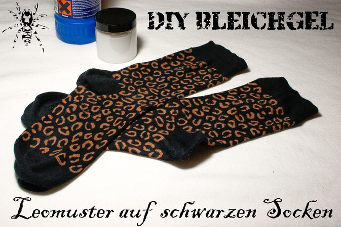 DIY Bleichgel - Leomuster auf schwarzen Socken - Zebraspider DIY Blog