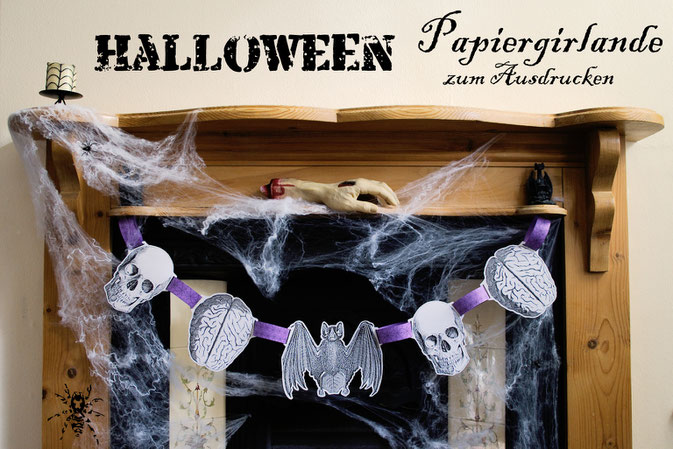 Halloween Papiergirlande - kostenloses Printable - Zebraspider DIY Blog