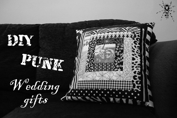 DIY Punk Wedding Gifts - Patchwork Foto Kissenhülle - Zebraspider DIY Blog