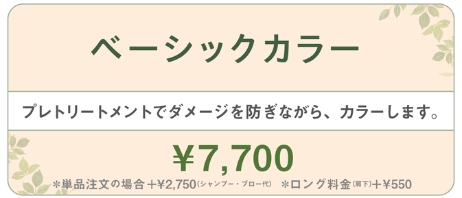 千種区本山の美容室ヘアサロン/ヘアディテール本山フォレストのレディースカラーメニューです。
