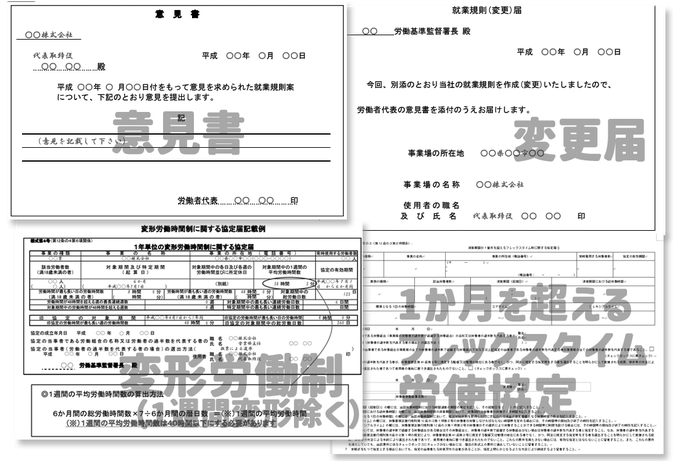 意見書、変更届、変形労働、フレックスタイム