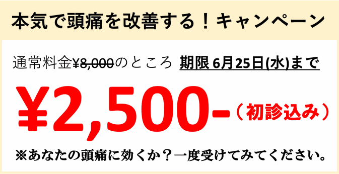 頭痛を本気で治すキャンペーン 初回お試し料金2500円