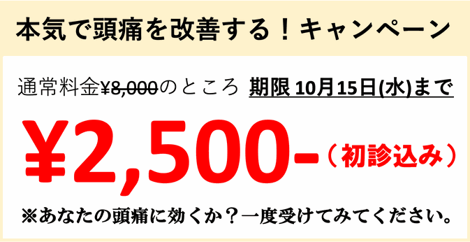頭痛を本気で治すキャンペーン 初回お試し料金2500円