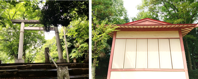 阿夫利天神社(本庄市)の鳥居と神楽殿
