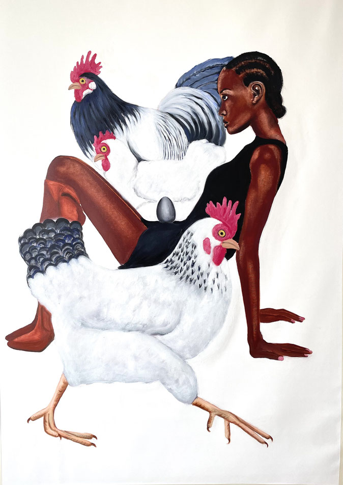 Which was first? The egg or the chicken? No 4, oil & canvas, 95 x 120 cm, 2024.