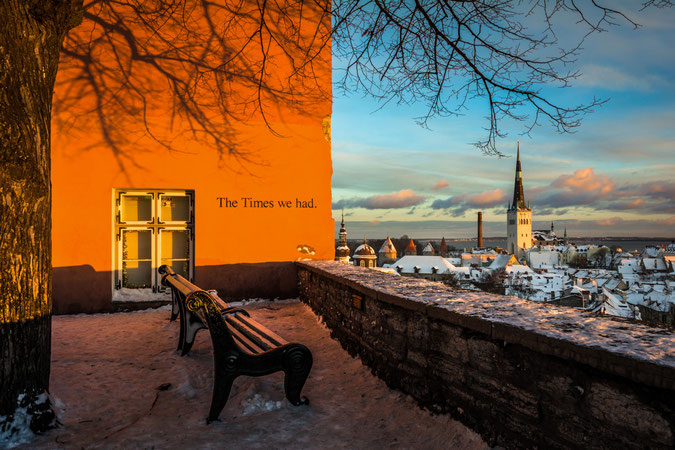 Must do in Tallinn: Auf den Domberg gehen und den Blick von der Kohtuotsa Aussichtsplattform genießen!!! Hier der Blick Richtung Hafen mit Teilen der Stadtmauer und St. Olaikirche