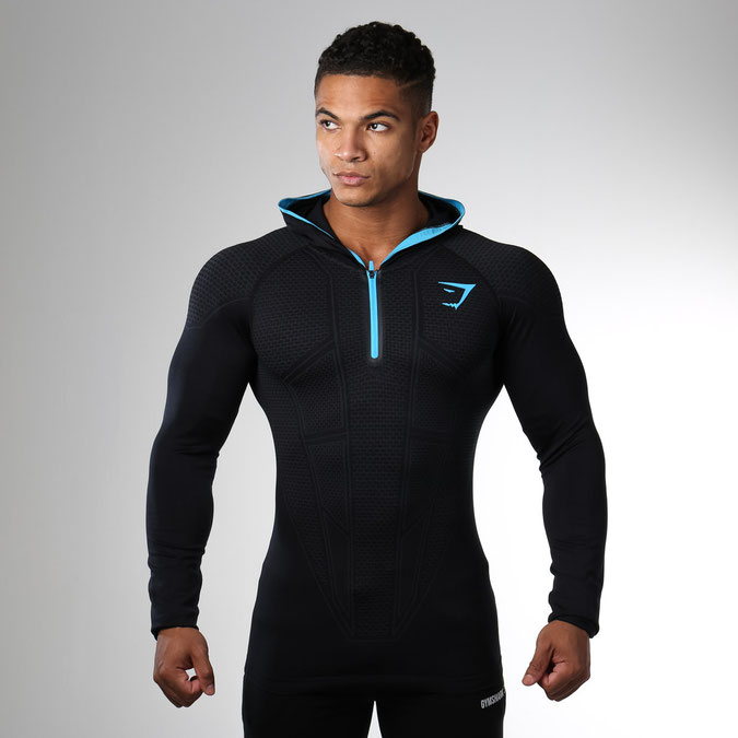 GymShark Onyx Seamless Hooded Top Black GymShark Sportelano