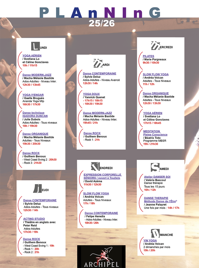 Planning Studio Archipel Montpellier