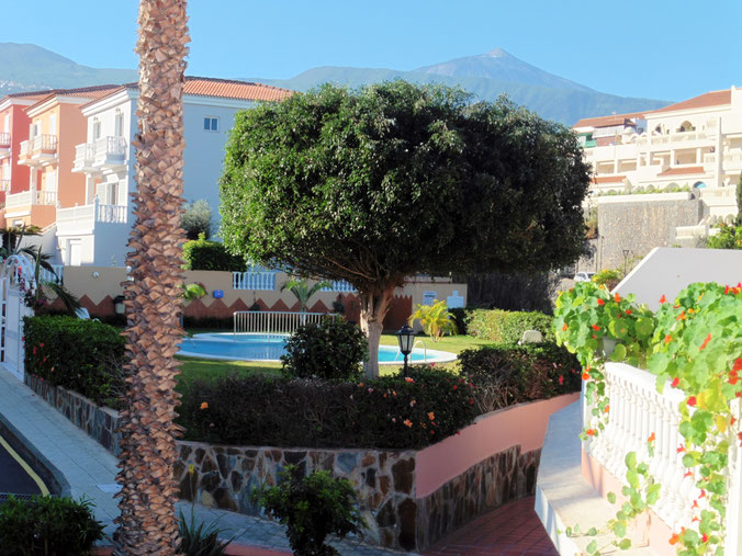 Blick auf Gemeinschaftspool und Teide