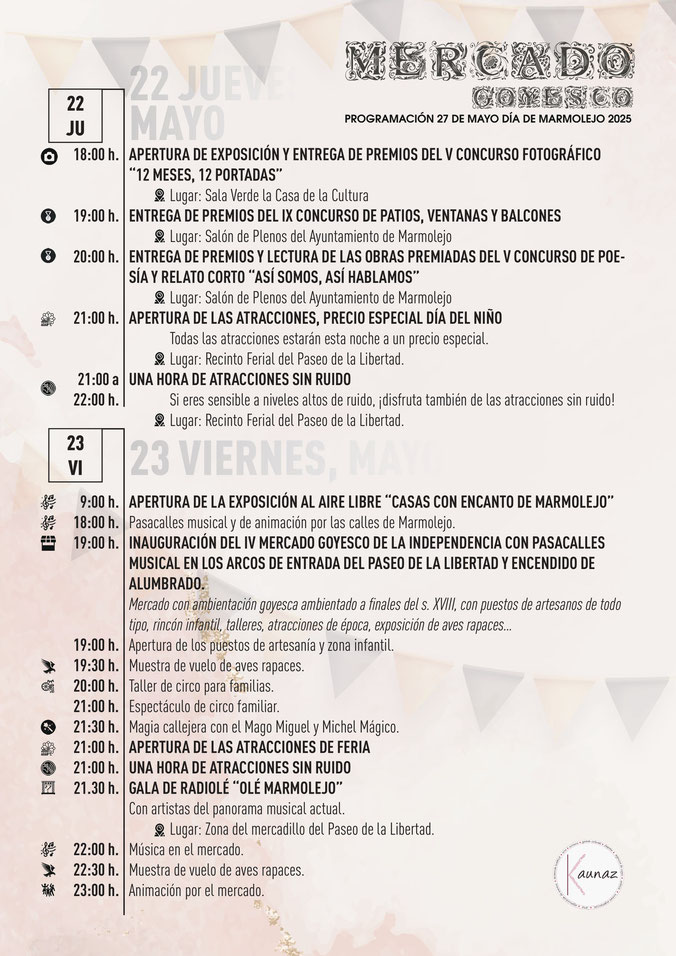 Programacion de las Fiestas del 27 de mayo en Marmolejo