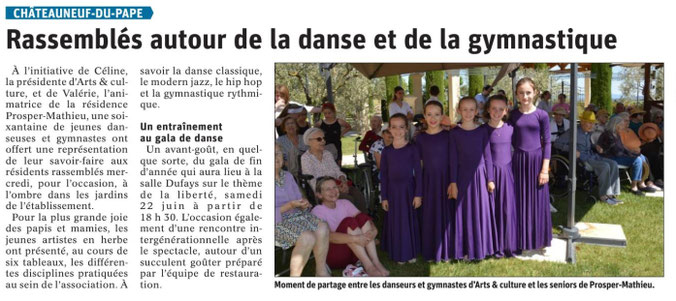 Article du 15/06/19. Représenation à la maison de retraite